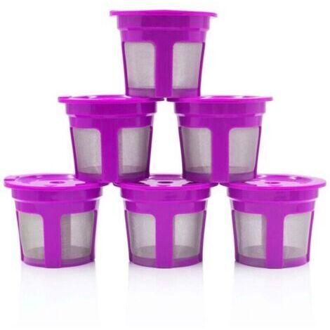 Lot de 6 filtres à café réutilisables K-cup Pod – Capsules de café rechargeables avec filtre intégré pour cafetières Keurig&Select à une tasse