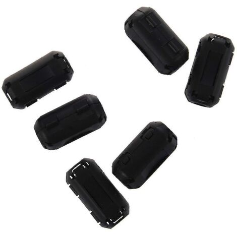 Lot de 6 filtres à noyau de ferrite anti-parasites RFI à clipser pour câble de 5 mm