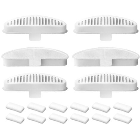 Lot de 6 filtres de rechange et lot de 12 éponges filtrantes pour fontaine automatique sans fil de 2 L,  filtres de fontaine à eau pour animaux de compagnie