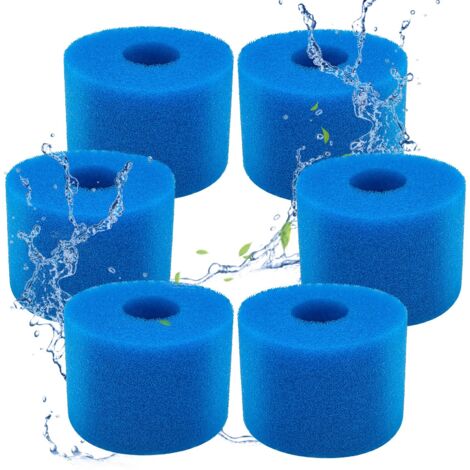 Lot de 6 filtres en mousse pour piscine (type Intex S1) – Filtres pour spa et piscine, réutilisables et lavables – Éponges filtrantes type S1 (6 pièces)