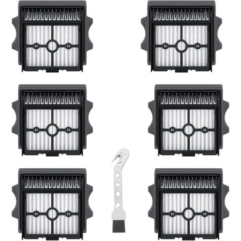 Lot de 6 Filtres HEPA Compatible avec Tineco Floor One S6 / S7 / S9 / Switch/Stretch / S5 Combo, Filtres de Rechange Lavables pour Aspirateur Eau et Poussière + 1 Brosse