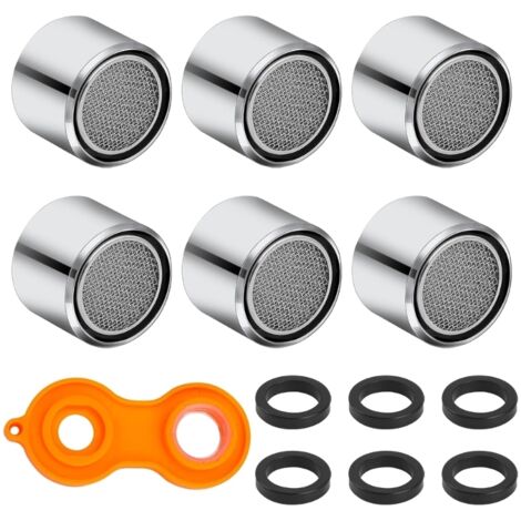 Lot de 6 filtres pour robinet avec clé, aérateur de robinet de cuisine, filtre à économie d'eau, aérateur de bonde de salle de bain, durable