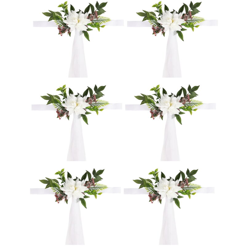 Feiyue - Lot de 6 fleurs décoratives pour dossier de chaise, pour banquet, mariage, célébration