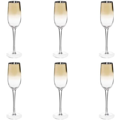 Lot de 6 Flûtes à Champagne "Arya" 21cl Or