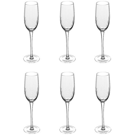 Lot de 6 Flûtes à Champagne Design "Victoria" 21cl Transparent