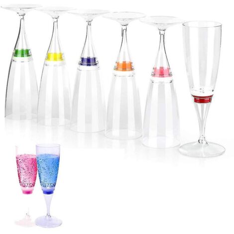 Lot de 6 flûtes à champagne LED clignotantes activées par l'eau