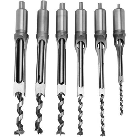Lot de 6 forets à mortaiser pour scie cloche carrée, outil de travail du bois