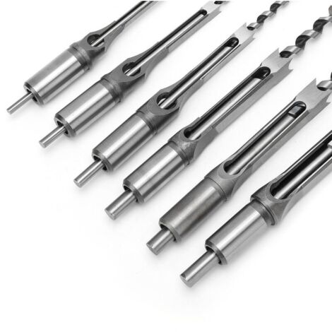 Lot de 6 Forets à Trou Carré, Bédanes Creux en Acier Outils de Menuiserie Set pour Scie Cloche Carrée Forets à Bois Trou Carré Foret Trou de Perçage Mortaiser Burin