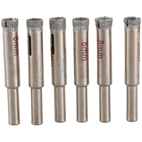 Lot de 6 forets diamantés de 8 mm pour carrelage et verre.
