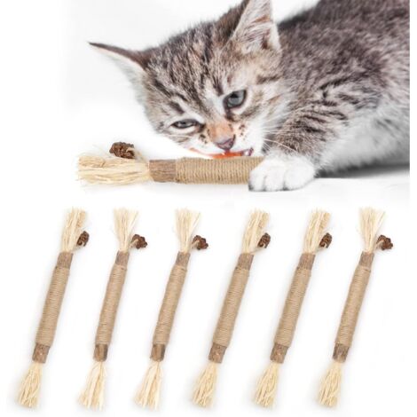 Lot de 6 friandises à mâcher Silvervine Matatabi naturelles pour chat, jouets pour chat