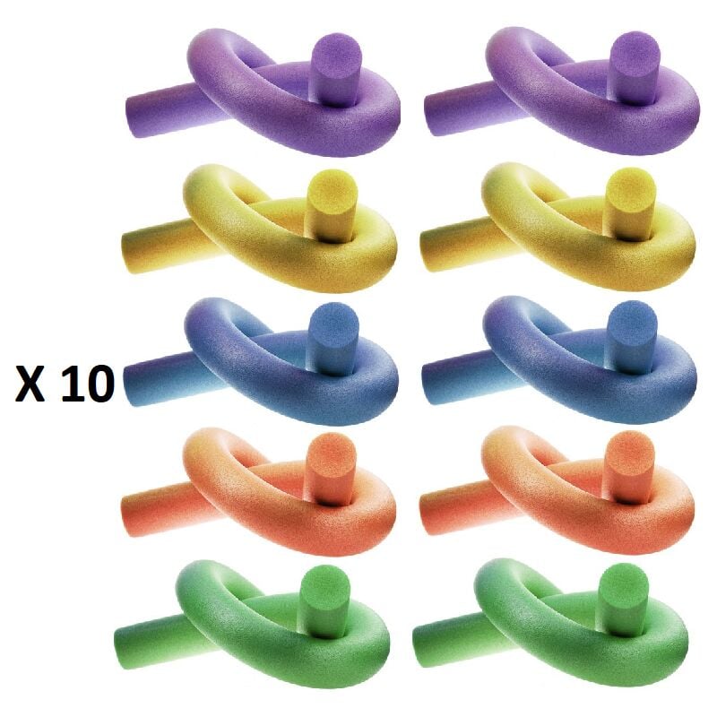 Lot de 10 frites de natation en mousse d 6,5 cm x 160 cm - Multicolores - Livraison gratuite - Multicolore
