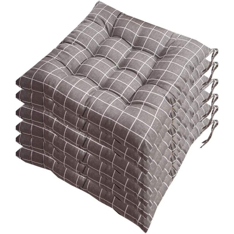 Basetbl - Lot de 6 galettes de Chaise 40x40, Coussin décoratif Coussin Coussin de Chaise Coussins de Jardin 12 surpiqûres en Un Motifs différents,