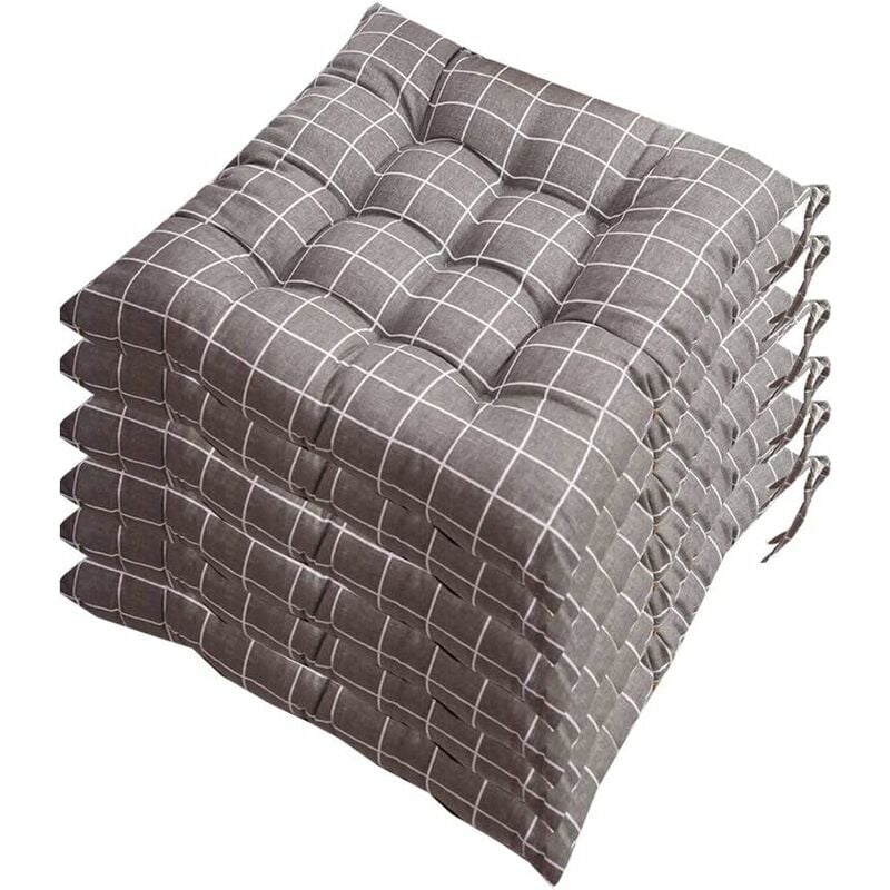 Csparkv - Lot de 6 galettes de Chaise 40x40, Coussin décoratif Coussin Coussin de Chaise Coussins de Jardin 12 surpiqûres en Un Motifs différents,