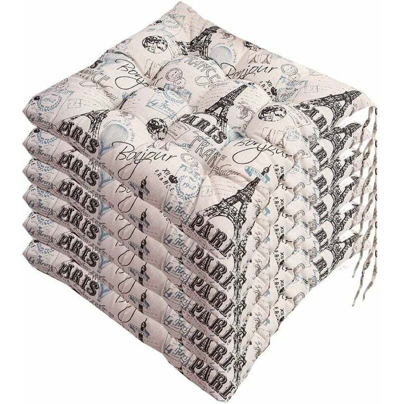 Lot de 6 galettes de Chaise 40x40, Coussin décoratif Coussin Coussin de Chaise Coussins de Jardin, Polyester (D),DEBUNS