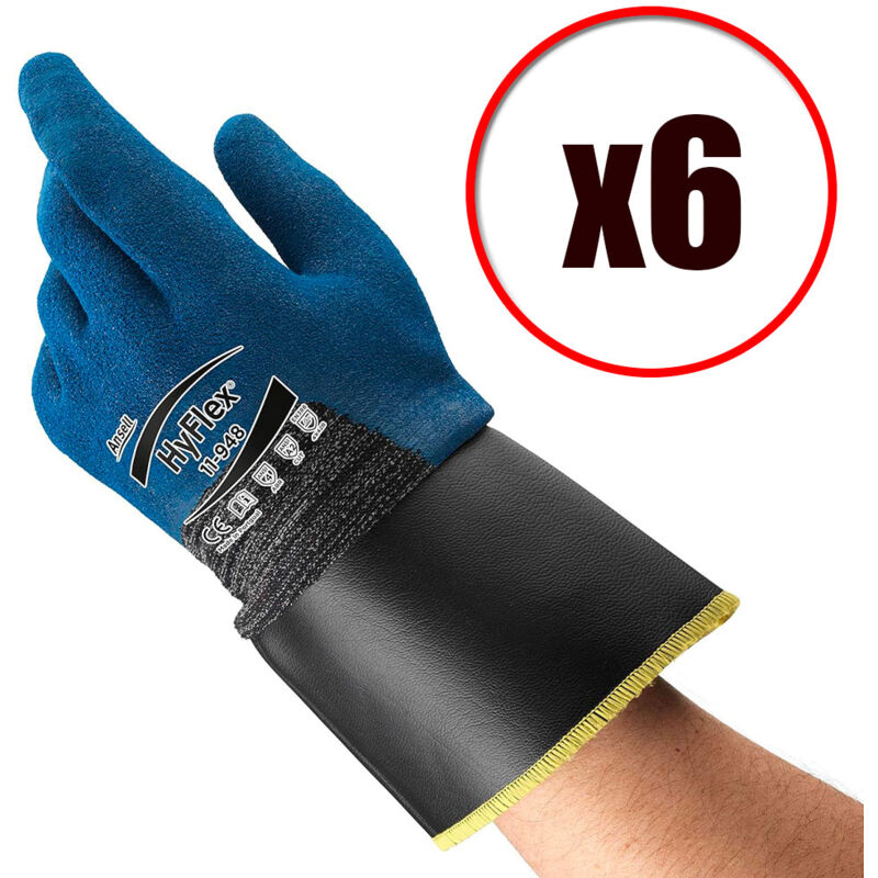 Lot de 6 paires de gants de travail en pu anti coupure Hyflex 11-948 EN388 Taille - Taille 10