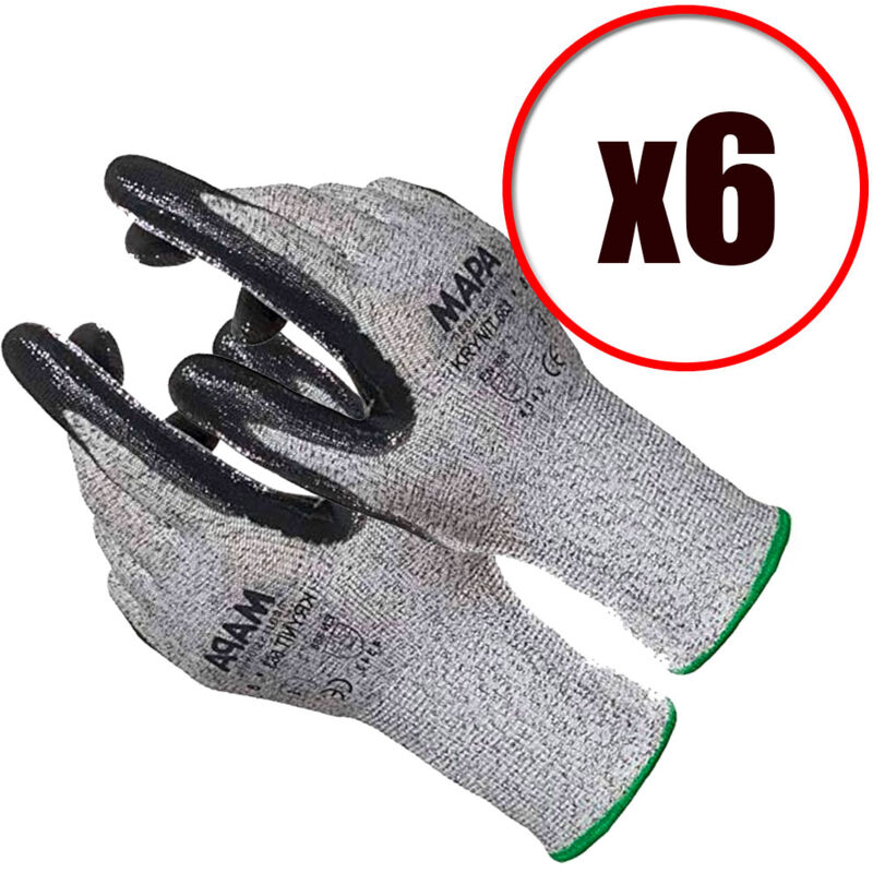 Lot de 6 paires de gants de travail tricot anti coupure Krynit 563 EN388 en 420 Taille - Taille 7