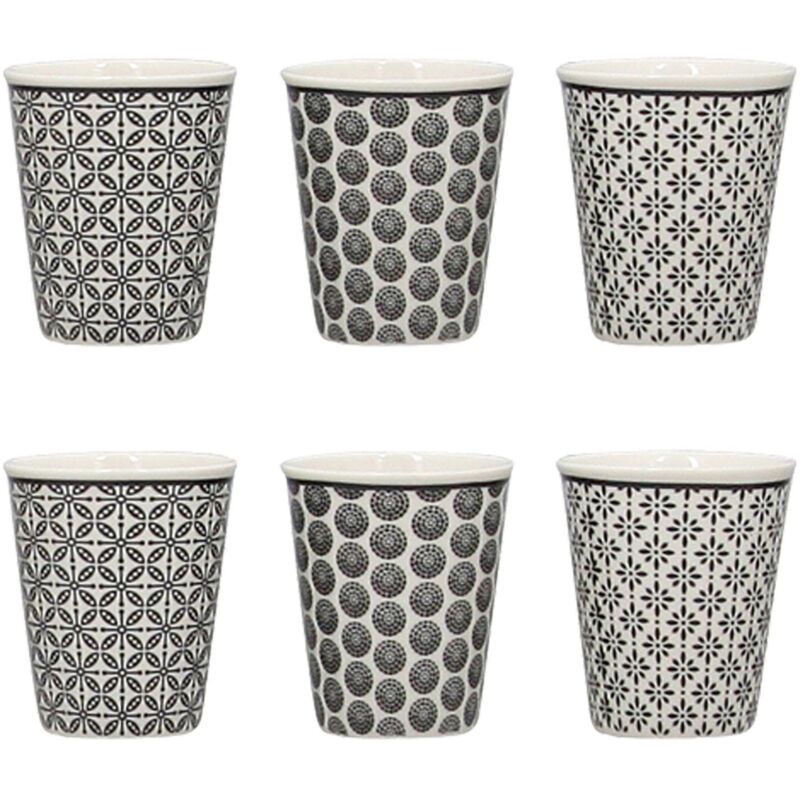 Lot de 6 gobelets en porcelaine 10cl, graphik