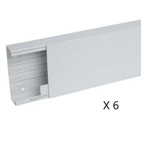 Lot de 6 Goulottes de Câblage Longueur 2m PLANET WATTOHM Viadis 150x60mm Fond + Couvercle 1 Compartiment Gris - 16530