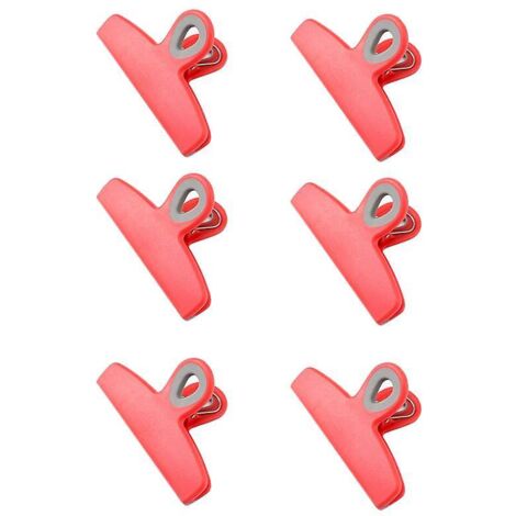 Lot de 6 grandes pinces à sacs robustes - 5 pinces hermétiques pour sacs à pain et à goûter - Rose