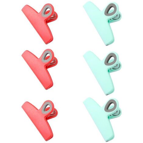Lot de 6 grandes pinces à sacs robustes pour la conservation des aliments, 5 pinces à sachets de chips avec poignées de fermeture hermétique pour sachets de pain et de snacks, vertes