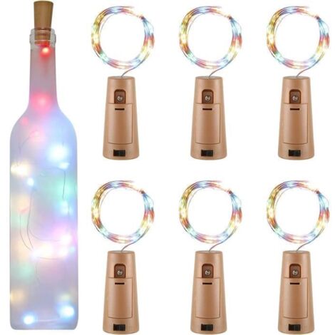Lot de 6 Guirlandes Lumineuses Bouteille Couleur,2m 20 LEDs Bouteille Étanche Fil Flexible Décoration pour Noël, Partie, Mariag