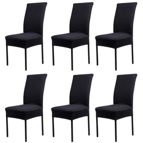 Lot de 6 Housses de Chaise Extensibles Universelle - Moderne - Noir