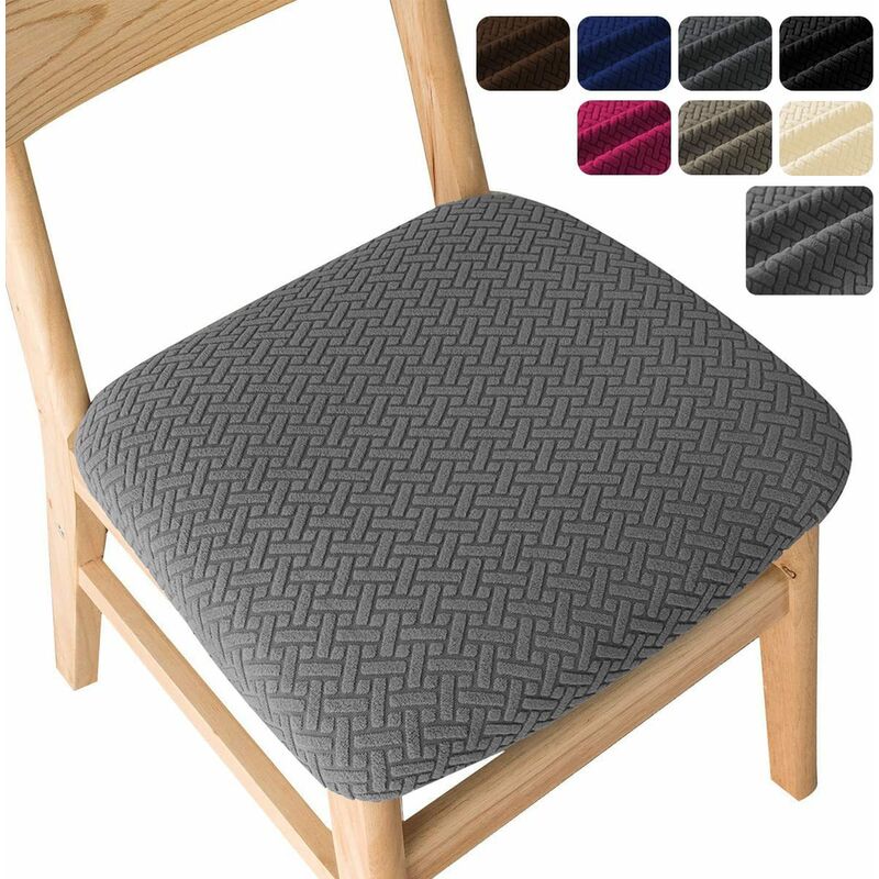 Serbia - Lot de 6 housses de siège de chaise de salle à manger, housses de chaise de salle à manger en jacquard extensible avec boucle pour cuisine