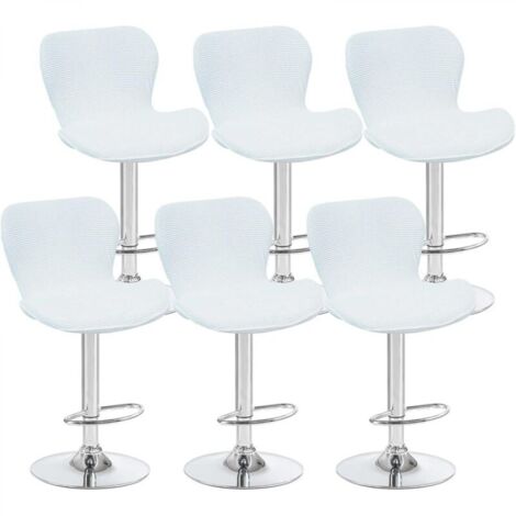 Lot de 6 housses de tabouret pivotant incurvées blanches, 40 x 30 x 30 cm, housses de chaise de bar à dossier bas, adaptées aux comptoirs, bars et cuisines