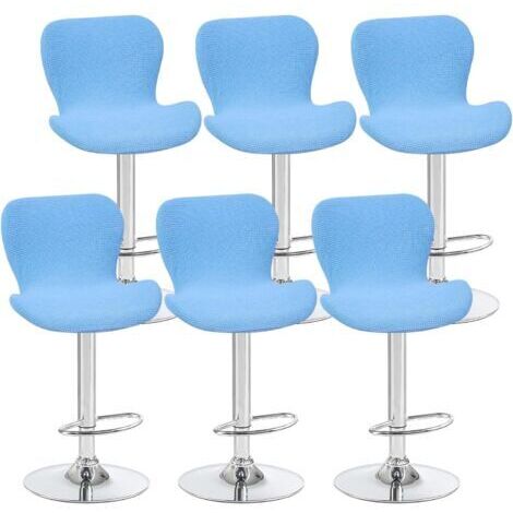 Lot de 6 housses de tabouret pivotant incurvées bleu ciel, 40 x 30 x 30 cm, housses de chaise de bar à dossier bas, adaptées aux comptoirs/cuisines