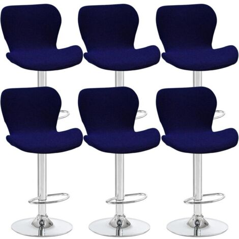 Lot de 6 housses de tabouret pivotant incurvées, bleu marine, 40 x 30 x 30 cm, pour chaise de bar à dossier bas, idéales pour les comptoirs, les bars et les cuisines