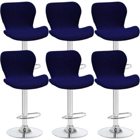 Lot de 6 housses de tabouret pivotant incurvées, bleu marine, 40 x 30 x 30 cm, pour chaise de bar à dossier bas, idéales pour les comptoirs, les bars et les cuisines