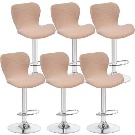 Lot de 6 housses de tabouret pivotant incurvées kaki, 40 x 30 x 30 cm, pour chaise de bar à dossier bas, idéales pour les comptoirs et les cuisines