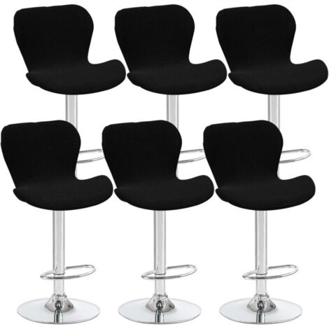 Lot de 6 housses de tabouret pivotant incurvées noires, 40 x 30 x 30 cm, housses de chaise de bar à dossier bas, adaptées aux comptoirs, bars et cuisines