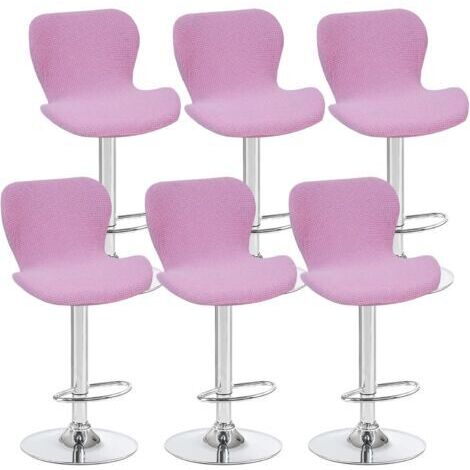 Lot de 6 housses de tabouret pivotant incurvées, rose violet, 40 x 30 x 30 cm, housse de chaise de bar à dossier bas, convient aux comptoirs/cuisines