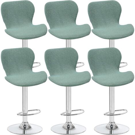 Lot de 6 housses de tabouret pivotant incurvées vert clair, 40 x 30 x 30 cm, housses de chaise de bar à dossier bas, adaptées aux comptoirs/cuisines