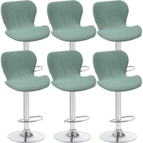 Lot de 6 housses de tabouret pivotant incurvées vert clair, 40 x 30 x 30 cm, housses de chaise de bar à dossier bas, adaptées aux comptoirs/cuisines