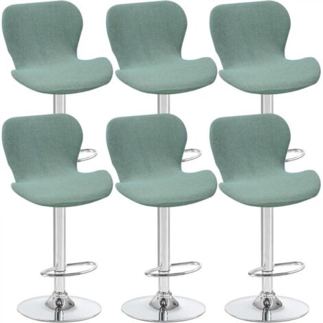 Lot de 6 housses de tabouret pivotant incurvées vert clair, 40 x 30 x 30 cm, housses de chaise de bar à dossier bas, adaptées aux comptoirs/cuisines