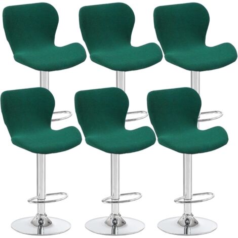 Lot de 6 housses de tabouret pivotant incurvées vert foncé, 40 x 30 x 30 cm, housses de chaise de bar à dossier bas, adaptées aux comptoirs/cuisines
