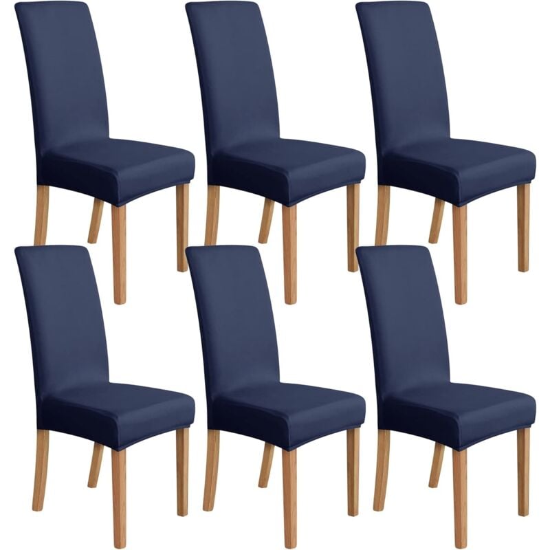 Lot de 6 Housses extensibles pour chaises de salle à manger, bleu marine