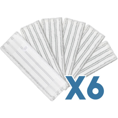 Lot de 6 Housses Plates Microfibres Grattantes, Dimension 44 cm x 14 cm, pour Balai Professionnel Type combiné