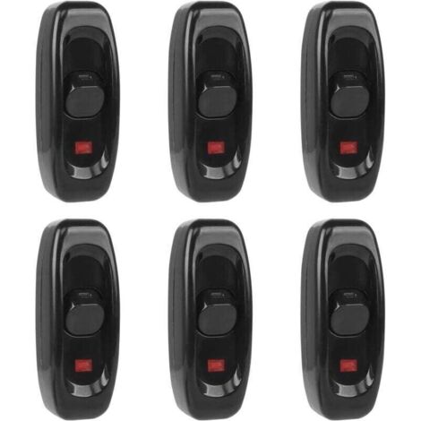 Lot de 6 interrupteurs de lampe, interrupteur à bascule 250 V 10 A, interrupteur à bascule pour cordon d'alimentation, interrupteur intermédiaire avec voyant LED