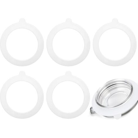 Lot de 6 joints de rechange en silicone anneaux en caoutchouc pour bocaux de conserve, blancs, étanches, pour couvercles de bocaux de conserve, 70 x 95 mm