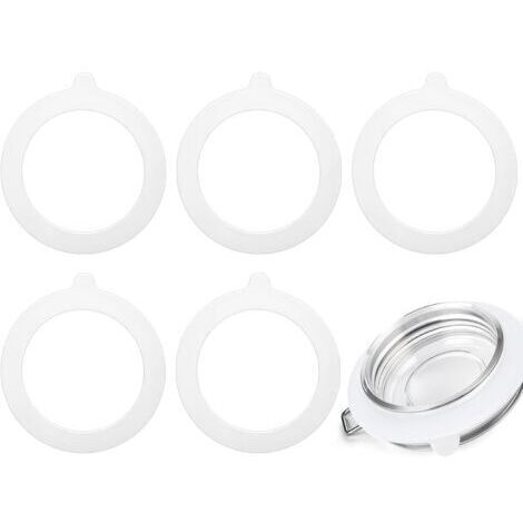 Lot de 6 joints de rechange en silicone anneaux en caoutchouc pour bocaux de conserve, blancs, étanches, pour couvercles de bocaux de conserve, 70 x 95 mm