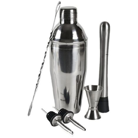 Lot de 6 kits à cocktail de qualité supérieure, un shaker à cocktail de 750 ml, un double verre doseur, 2 crunker, une cuillère et un stasipunk.