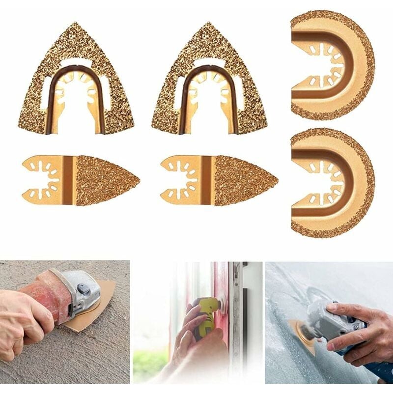Lames de scie oscillantes en carbure de diamant pour outil multifonction demi-cercle triangulaire universel Triomphe Lot de 6