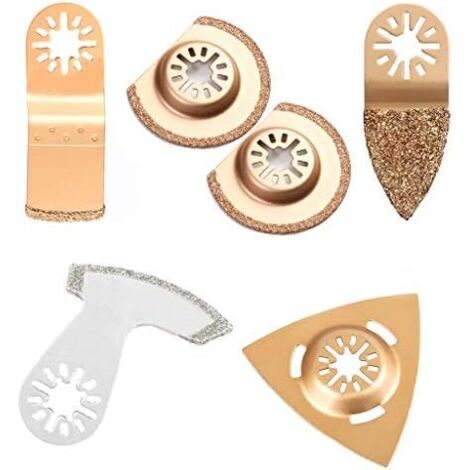 Lot de 6 lames scie semi-circulaires en métal - Émeri oscillant Outil multifonction Accessoire pour Dre- mel Fe- in Multi- mas-t er Bos- ch Sch-le-fer (doré)