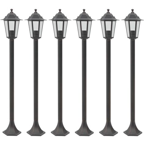Lot de 6 Lampe de jardin à piquet  Lumière extérieur Lampe De Jardin E27 110 cm Aluminium Bronze 38066