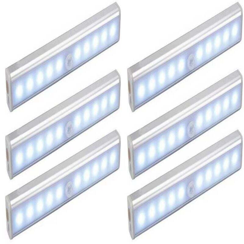 Longziming - Lot de 6 Lampes 10 led, Sans Fil, Rechargeable par usb, Aimanté, Détecteur de Mouvement, 2 Modes d'Éclairage, Portable. Lumière de