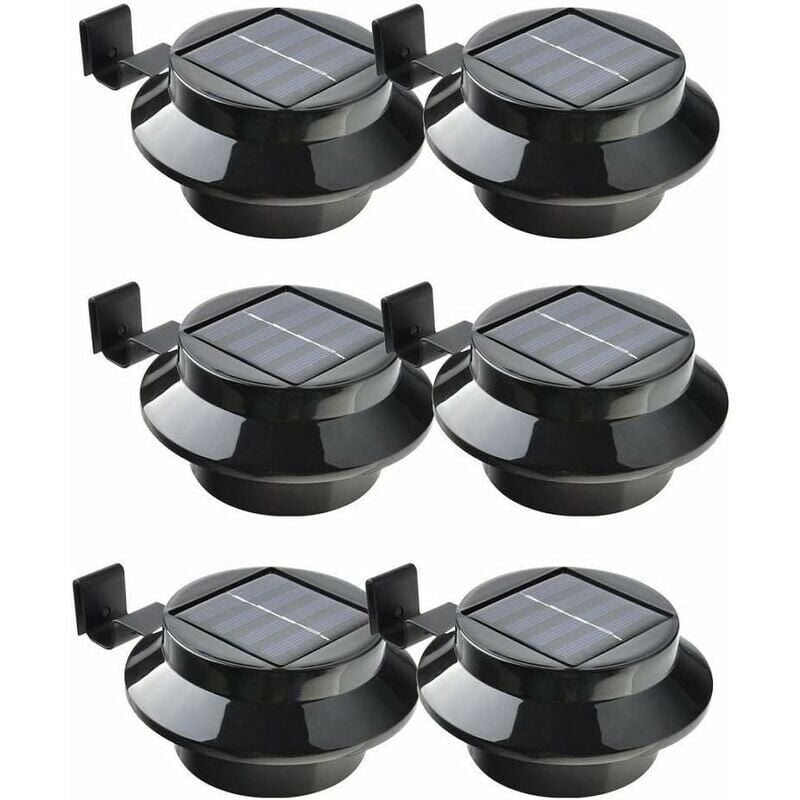 KZQ - Lot de 6 lampes led à énergie solaire pour gouttière, clôture, toit, gouttière, jardin, cour, mur, noir