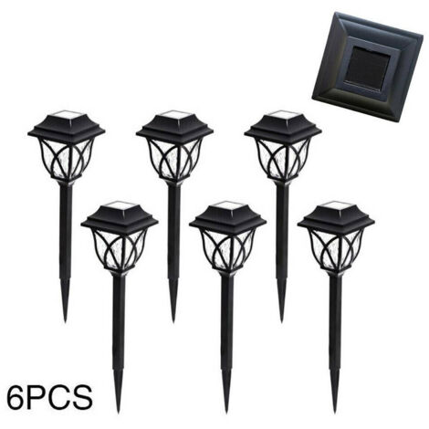 Lot De 6 Lampes Led Avec Panneau Solaire Pour Jardin Et Extérieur, Sur Piquet, Te-b0155